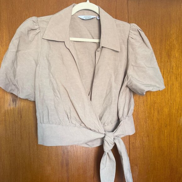 & Other Stories Wrap Top with Puff Sleeves & Side Tie - Picture 3 of 5